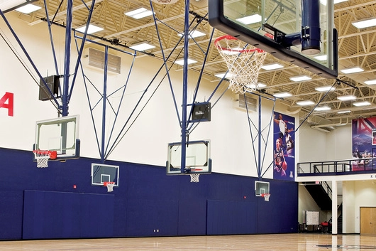 Draper Basketball Backstops in University of Arizona Jefferson Gym. Photography by Steven Meckler.