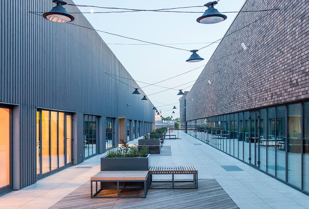 Lunawood Thermowood Façade in Ogmios City Public Space