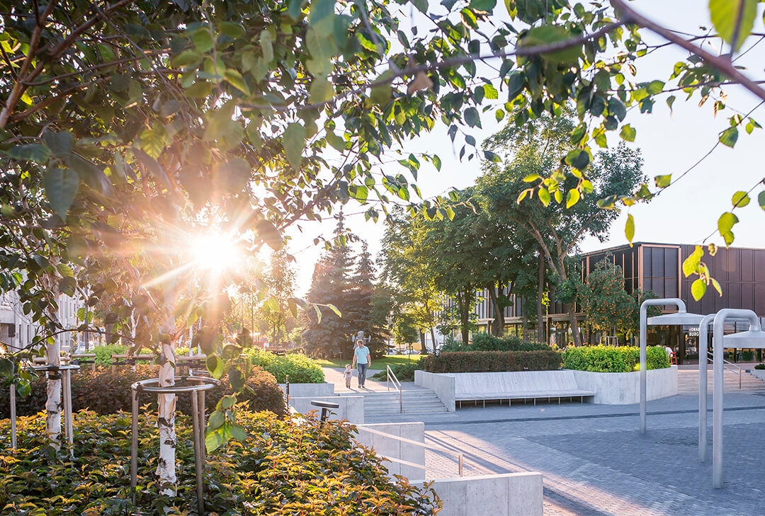 Lunawood Thermowood Façade in Ogmios City Public Space
