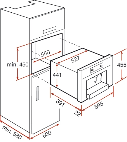 Cafetería y accesorios empotrados