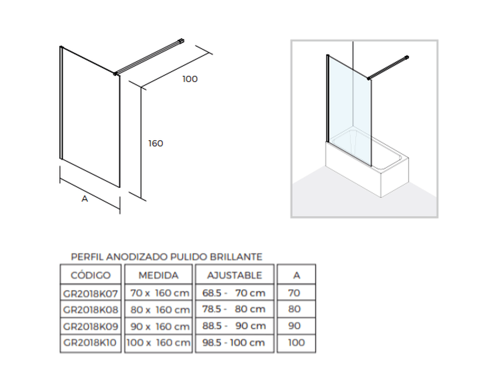 Mampara Kristall Cristal Fijo para Bañera / Wasser