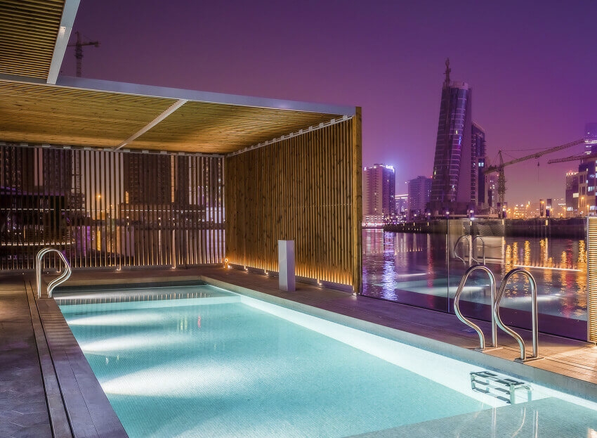 Lunawood Thermowood Façade in Marasi Water Homes in Dubai