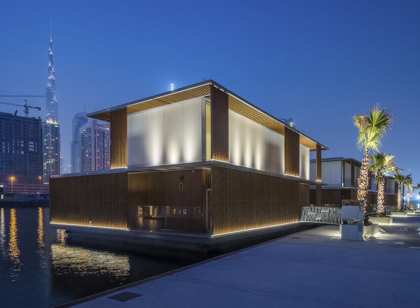 Lunawood Thermowood Façade in Marasi Water Homes in Dubai