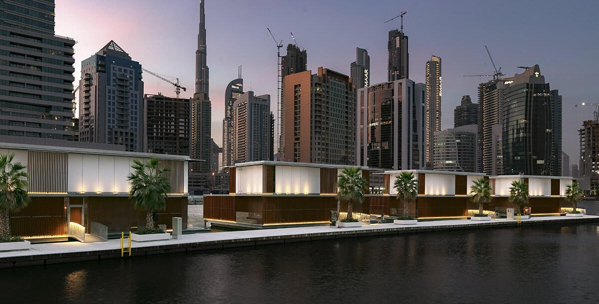 Lunawood Thermowood Façade in Marasi Water Homes in Dubai