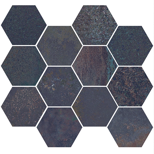 Corten Saphire Mosaic Hexagon