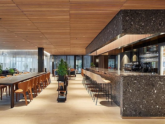 Slated Timber Ceiling in EQT Corporate Headquarters from Gustafs