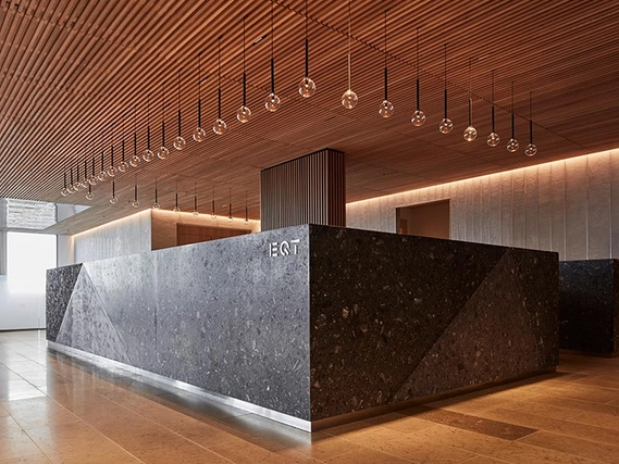 Slated Timber Ceiling in EQT Corporate Headquarters