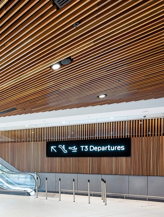 Timber Click-on Battens at Melbourne Airport T2
