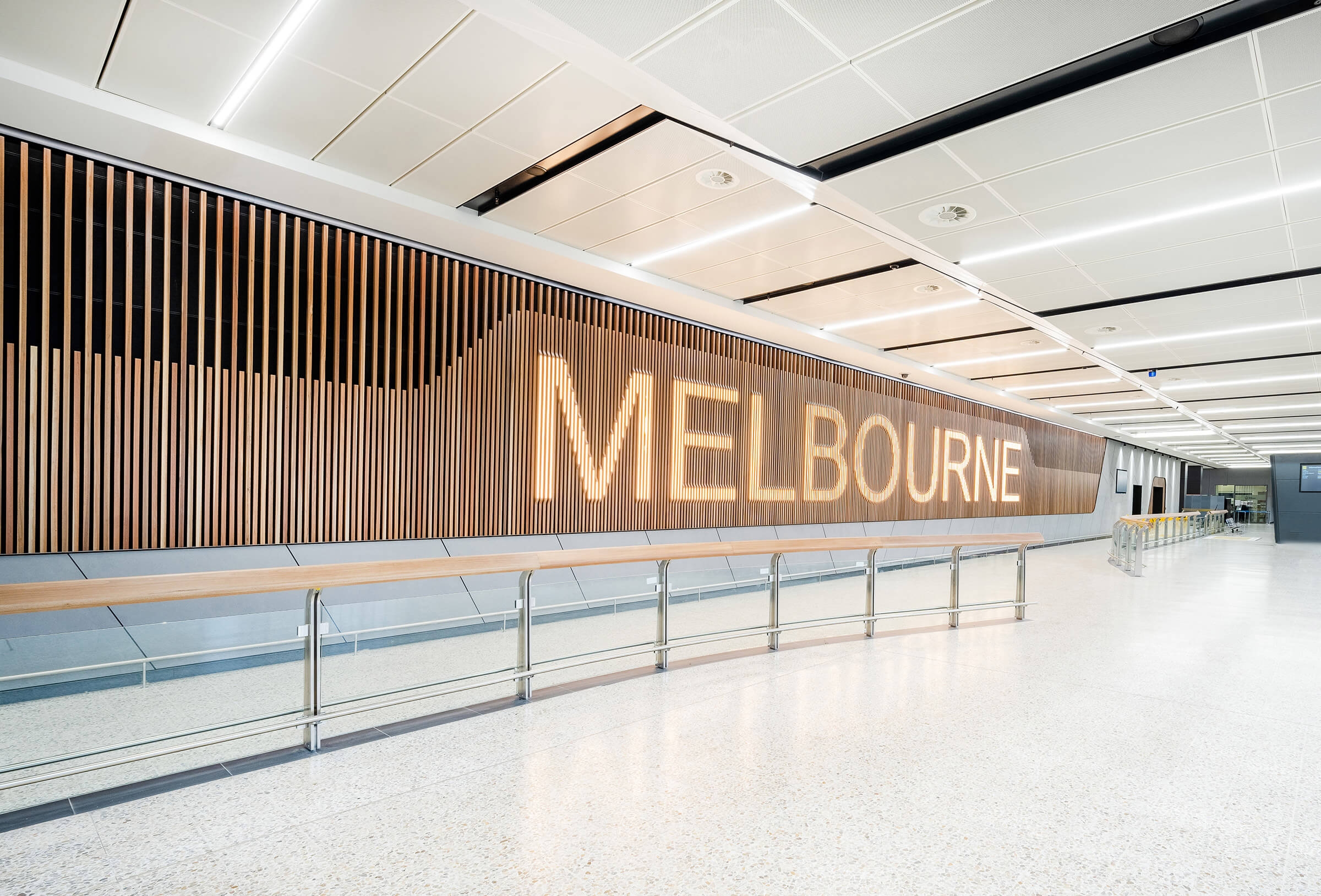 Timber Click-on Battens at Melbourne Airport T2