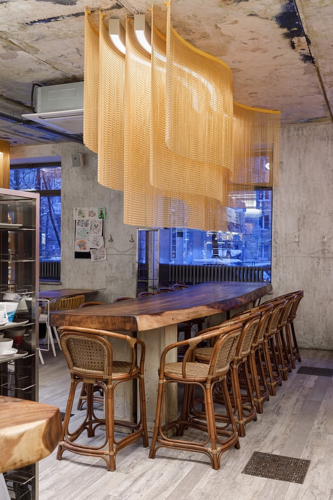Gallery of Metal Fabric Light Fixture in Karavaevi Cafe 2