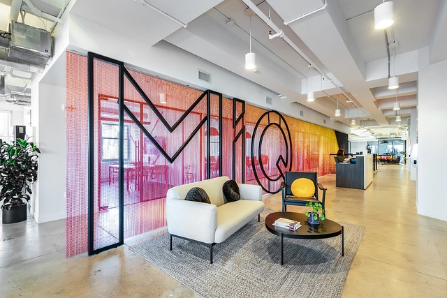 Metal Fabric Space Divider in MiQ offices, New York