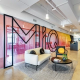 Metal Fabric Space Divider in MiQ offices, New York