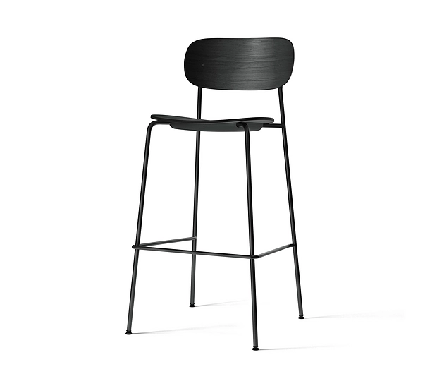Co Bar Chair, Black Steel | Black Oak