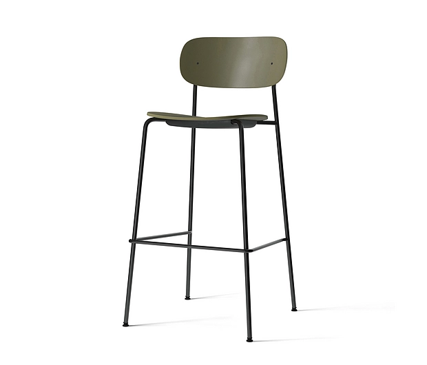 Co Bar Chair, Black Steel | Olive Plastic