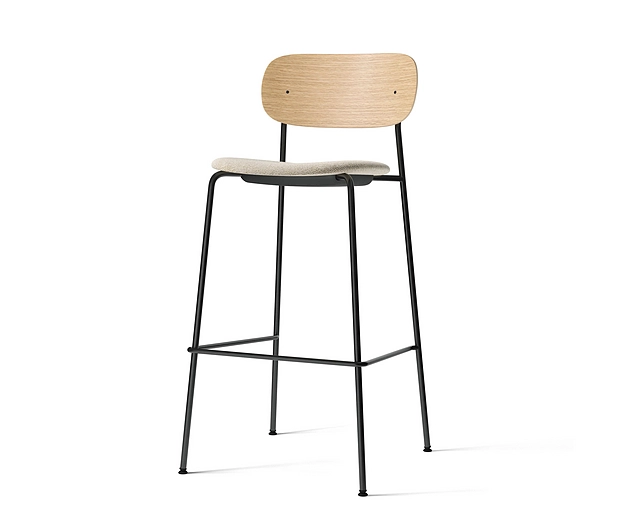 Co Bar Chair, Black Steel | Natural Oak / Moss 004