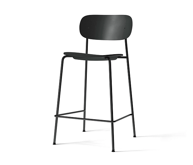 Co Counter Chair, Black Steel | Black Plastic
