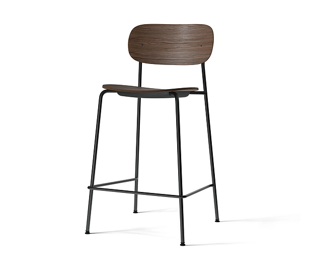 Co Counter Chair, Black Steel | Dark Stained Oak