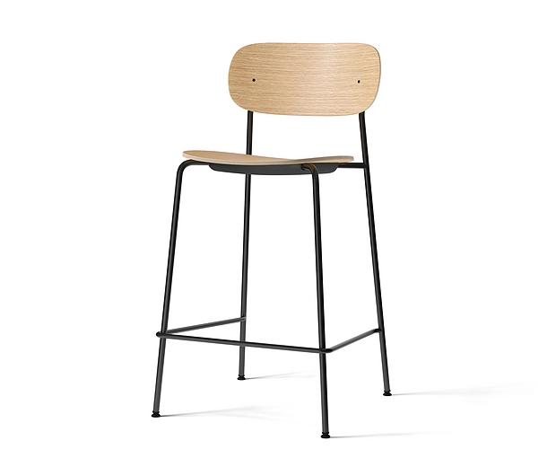 Co Counter Chair, Black Steel | Natural Oak