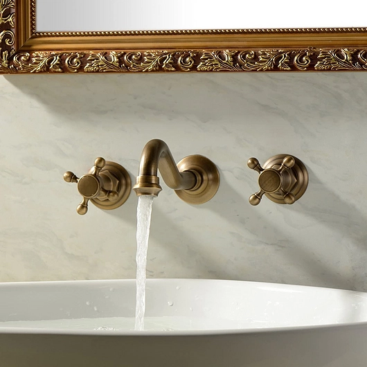 Wall Mount Faucets -Antique Brass - Two Handle