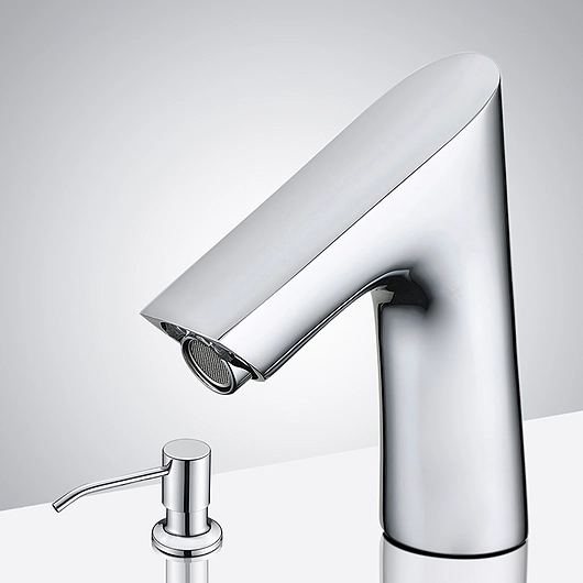 Fontana Commercial Chrome Touchless Automatic Sensor Faucet & Manual Soap Dispenser