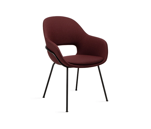 Theia | Armchair High - front view - upholstered with steel legs