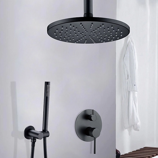 Basic Shower Set - Fontana Verona Ceiling Mount Hot and Cold Mixer Rainfall Shower Set - Dark Oil Rubbed Bronze