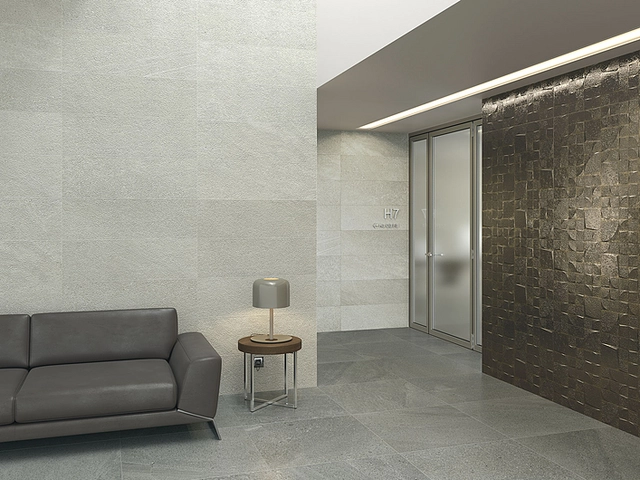 Reims gris + Robine. Floor Tile: Lyon galena