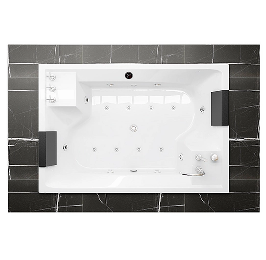 Fontana Latina White Acrylic Freestanding Indoor Bathtub with Body Jets and Faucet