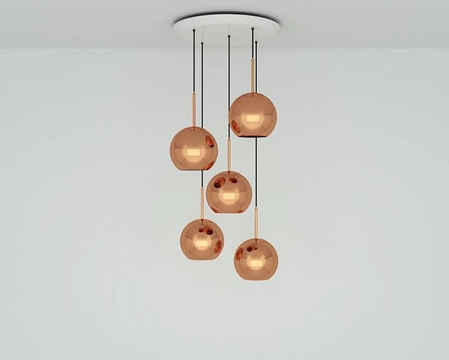 Copper LED 25 cm Round Pendant System