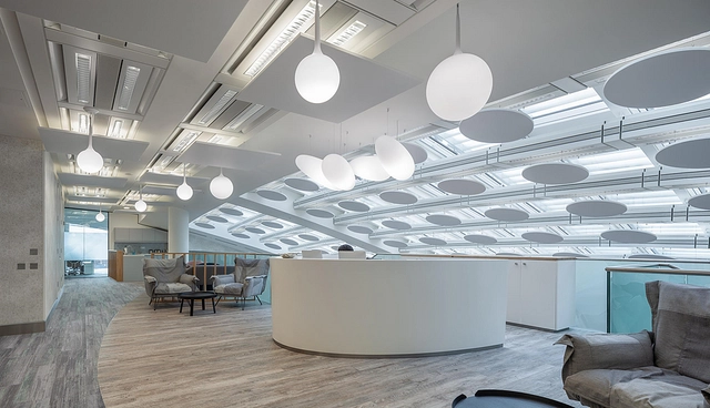 Co-working space uses wall covering and ceiling solutions from Autex | Photographer: Gavin Stewart