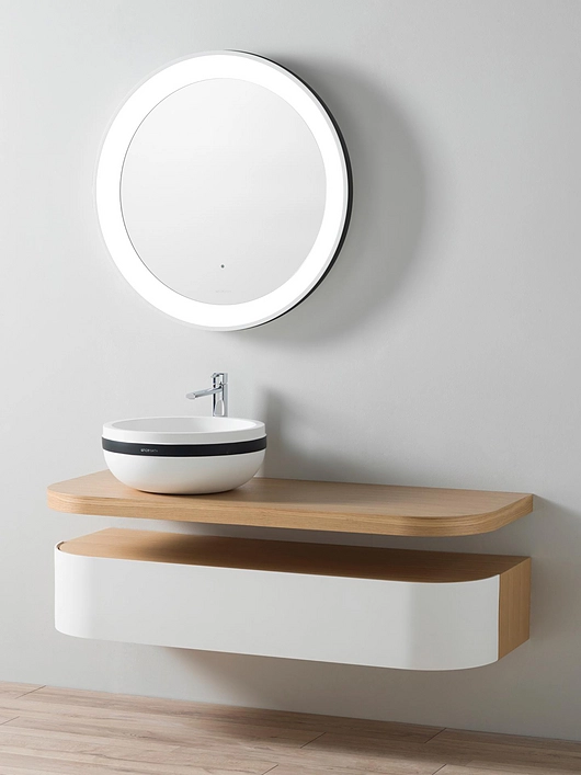 Serie Aro - Lavamanos con mueble cajón y espejo