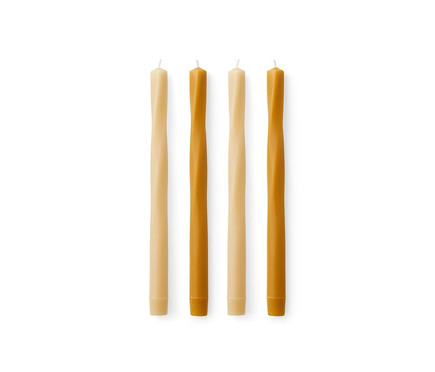 Twist Tapered Candle, H30, Warm, Set Of 4