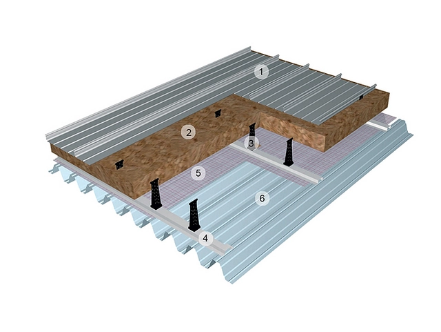 Kalzip Structural decking with top hat sub purlins