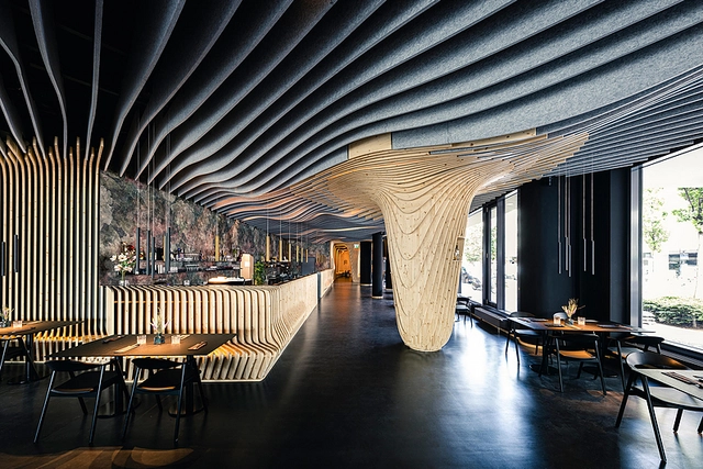 Acoustic material creates interior of Fuji Yama Restaurant