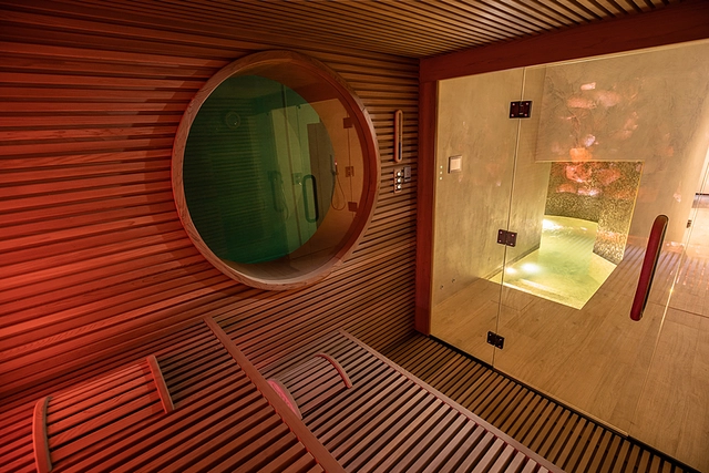 Pool window from Finnish sauna