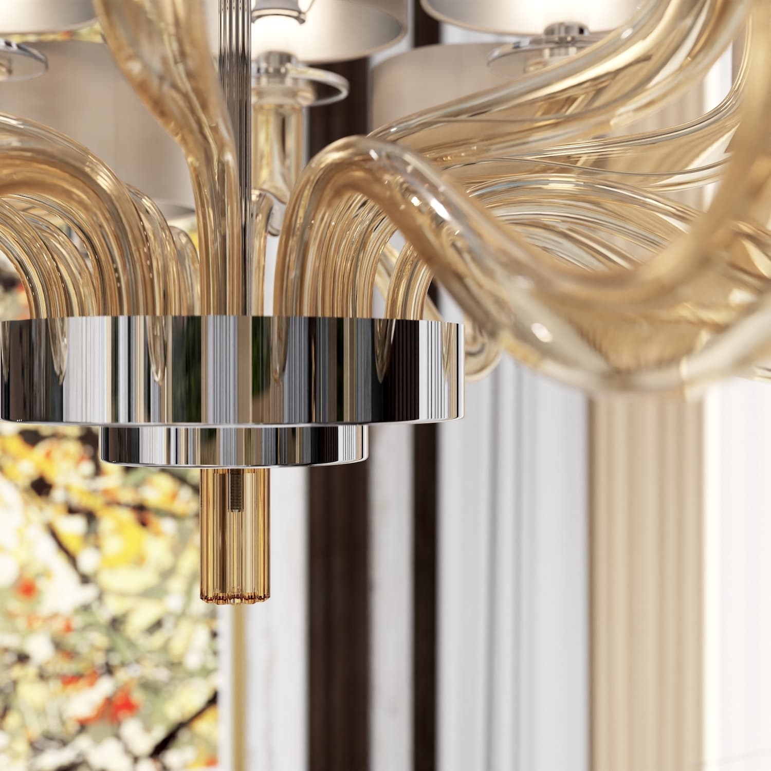 Murano Glass Chandelier and Wall Lights at UAE Apartment