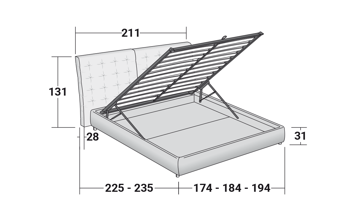 Quilted headboard | Angle