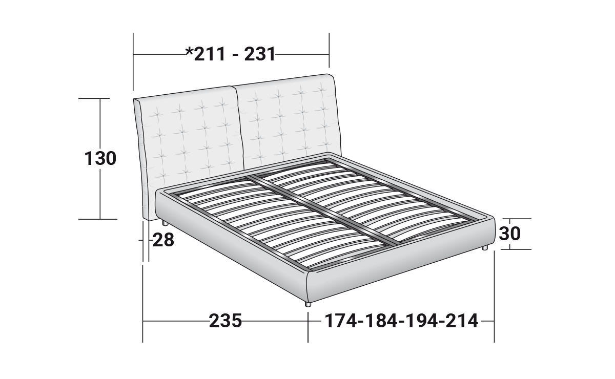 Quilted headboard | Angle