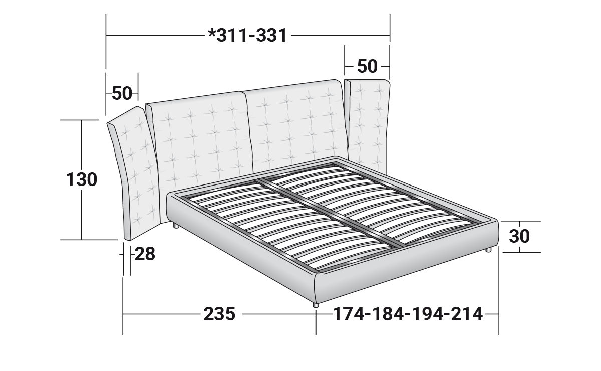 Quilted headboard | Angle