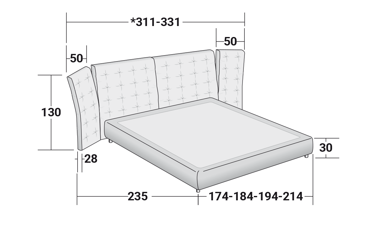 Quilted headboard | Angle
