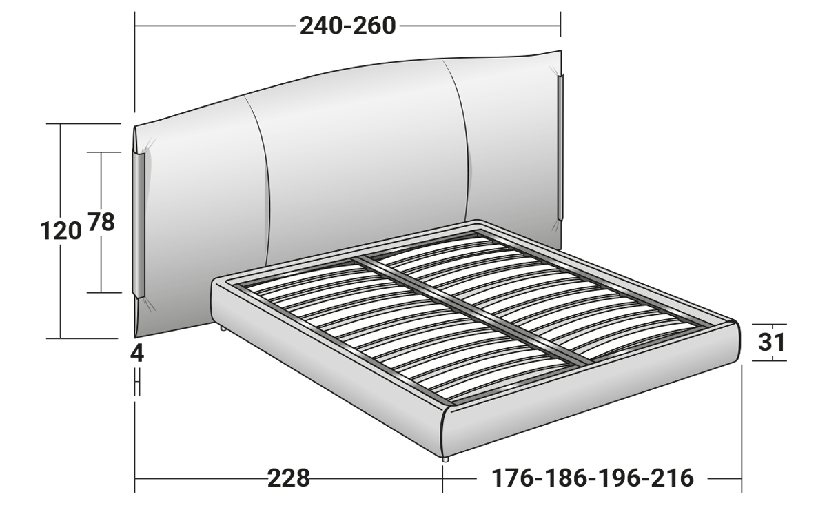 Bed With Soft Padded Headrest | Amal