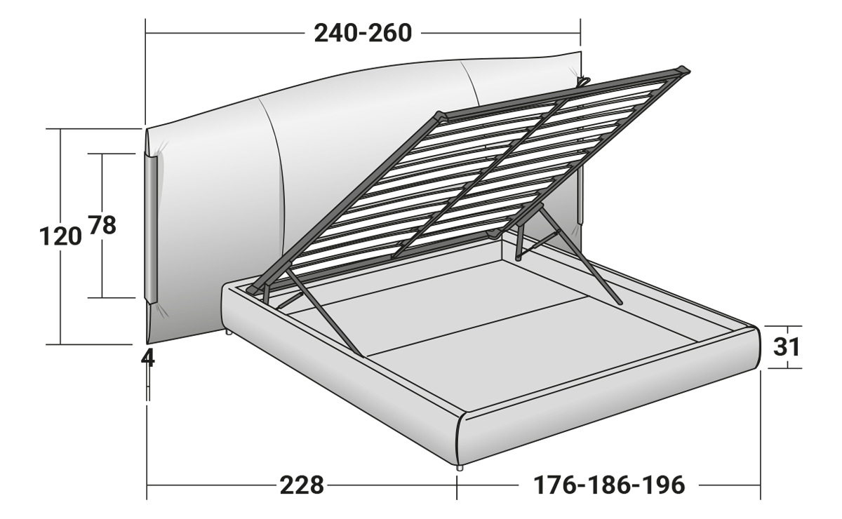 Bed With Soft Padded Headrest | Amal