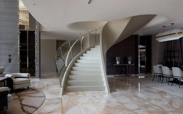 Helical Staircaise at XXII Carat Penthouse