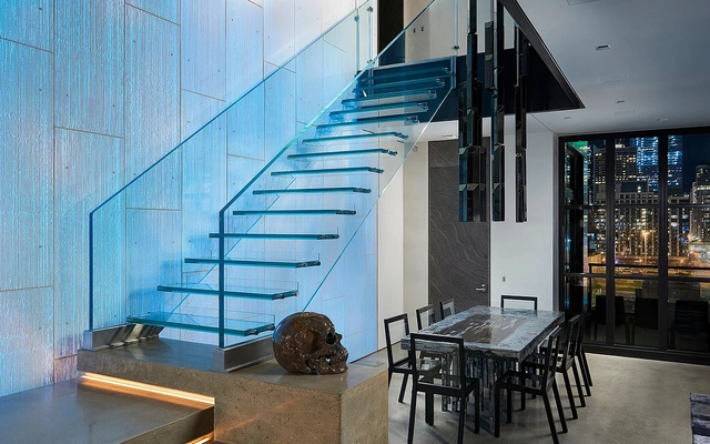 Glass Staircase at a Boston Apartment