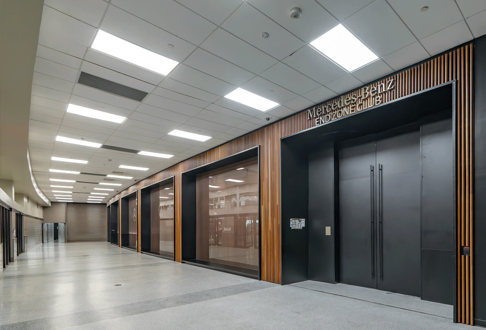 Timber Battens at the Mercedes-Benz End Zone Club