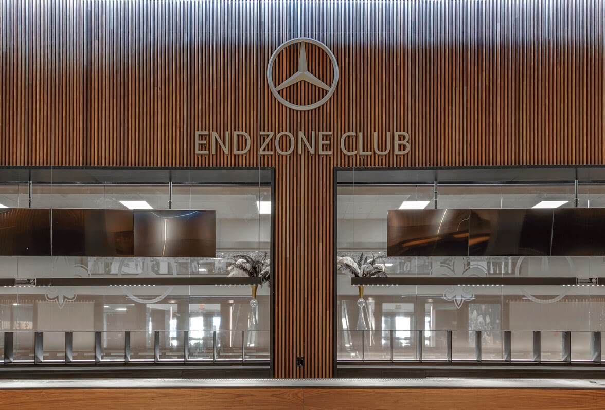 Timber Battens at the Mercedes-Benz End Zone Club