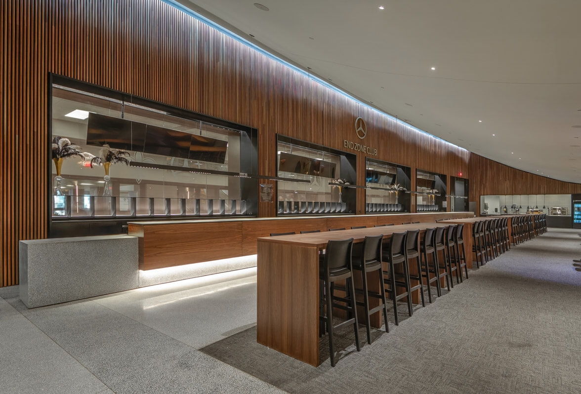 Timber Battens at the Mercedes-Benz End Zone Club