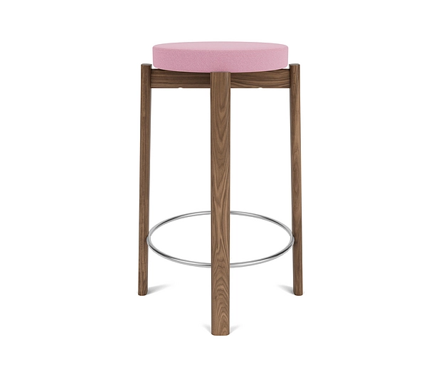 Walnut Base, Upholstered Seat, Steel Ring | Vidar - Pink, 0526