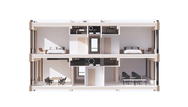 Floor section render of mixed-use building concept | Picture credits: Stora Enso