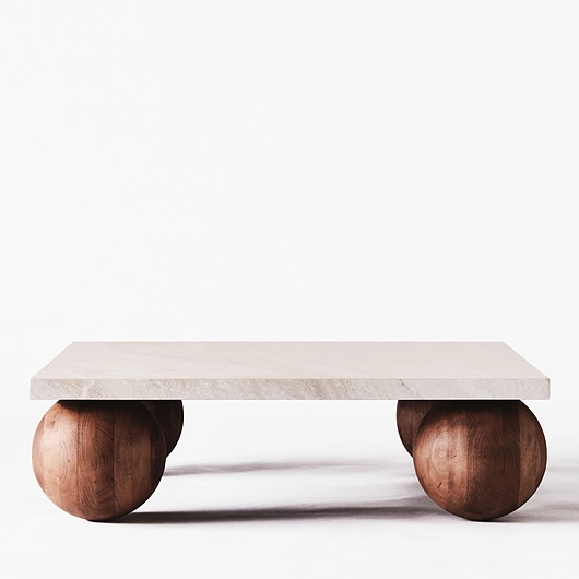 Sphere Sofa Table - Square Travertino Bianco
